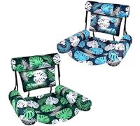 X2 Amaca Galleggiante per Piscina. Amaca da Piscina Gonfiabili. Resistenti Per Adulti, Perfetti Per Feste, Estate, Mare, Lago E Momenti Di Relax In Acqua. (X2 Amaca Con Foglie)
