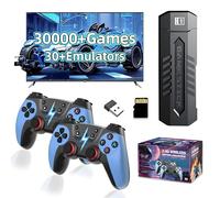 X2 Blue console di gioco retrò con doppio controller wireless ricaricabile 2.4G,30000+ giochi,oltre 30 emulatori,sistema Emuelec,console emulatore con uscita HD,videogiochi plug & play per TV (64G)