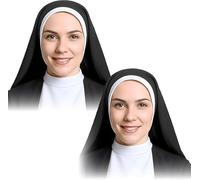 X2 Copricapo Da Suora Per Costume Da Suora Per Ragazza O Donna. Accessori Per Costumi Di Halloween Da Suora. Terrore O Paura Del Cappello Da Suora. Velo Per Costume Da Suora Da Uomo.