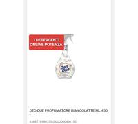 X2 DEO DUE Bianco Latte Profumatore Ambiente 450 ml Fragranza Dolce