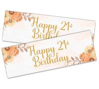 x2 Happy 21st Birthday Banner Flower Design Bambini Bambini Festa Decorazione 1
