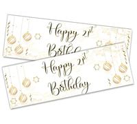 x2 Happy 21st Birthday Banner Flower Design Bambini Festa Decorazione 4