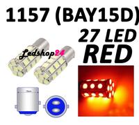 X2 Lampade Led BAY15D 1157 P21/5W 27 SMD 5050 CAMPER STOP ROSSO RED POWER