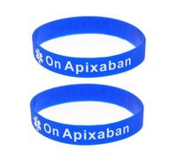 X2 On Apixaban - Braccialetto medico in silicone per fluidificare il sangue, identificazione medica, confezione da 2, Medium 18cm, Silicone, Nessuna pietra preziosa