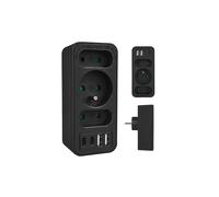 Maclean MCE248 Splitter a 3 porte 2X USB-A 2X USB-C PD 20W | Centro di alimentazione Ricarica Rapida Protezione Bambini Design Compatto (Nero)