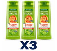 X3 Garnier Fructis Shampoo Vitamine & Forza 250ml Capelli Multipack