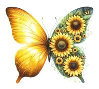 x4 Adesivi Mezza Girasole e Farfalla, Adesivi in Vinile Floreali che Coprono i Segni, 1@20cm & 3@7cm, Fai da Te Strappa e Incolla, Decorazione Murale, Grafica Multiuso Resistente agli Agenti