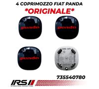 X4 COPRIMOZZO LOGO NERO FREGIO COPPETTA CENTRALE ORIGINALE FIAT PANDA 735540780