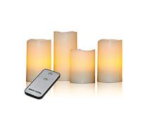 X4-LIFE 701391 LED Candele In Cera con Telecomando incluso, 4 pezzi set, Crema, 15 x 7.5 x 7.5 cm