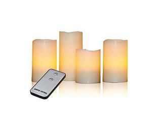 X4-LIFE 701391 LED Candele In Cera con Telecomando incluso, 4 pezzi set, Crema, 15 x 7.5 x 7.5 cm