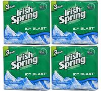 x4 Packs Sapone Deodorante Irish Spring Icy Blast 3.7 oz, 12 Bar