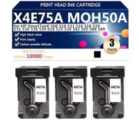 X4E75A MOH50A Testina di Stampa ad alta Capacità - Cartuccia d'inchiostro Compatibile per HP SmartTanK 508 510 511 516 518 519 531 536 538 539 618 Stampante, Trasparente e Resistente,Black-3 pack