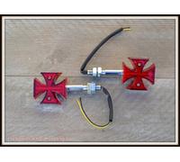 X4pcs 2 Coppia Di Intermittenti A LED Croce Malta Rosso ( per Harley Sportster)
