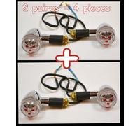 X4pcs/2 Coppia Intermittenti Testa Morte Rosso - Moto Custom Harley Shadow VN