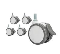 X5 Ruote for mobili, girevoli con freni, for sedie da ufficio, sostitutive, Poliuretano, Vite M10, Anello elastico M11, Asta anello, freno(Threaded Rod,Brake)