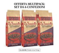 x6 Carbonella per barbecue SACCO da 2,5 kg - legna carbone vegetale ALTE PRESTAZ