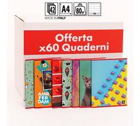 x60pz Quaderni Quaderno Pigna Maxi A4 42FF 80G Scuola Ragazza 1R a Righe UV