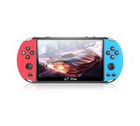 X7Plus - Console portatile per videogiochi con sistema Linux, 13 cm, stile retrò, 10500 giochi gratuiti integrati, oltre 10 emulatori e batteria da 2000 mAh, console di gioco a doppia asta (rosso blu)