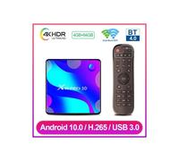 X88 Pro 10 Android TV Box, Android 10.0, CPU quad-core RK3318, 4K HD, H.265, 4 GB di RAM e 64 GB di ROM, lettore multimediale Wi-Fi 2.4G-5G