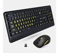 X9 Performance Combo wireless con tastiera e mouse grande - Lettere oversize 4 volte più grandi per anziani e utenti con problemi di vista - Combo mouse e tastiera wireless da 2,4 GHz per PC -