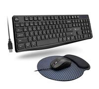X9 Performance - Tastiera e mouse USB cablati con imbottitura in memory foam, 104 tasti, tastiera e mouse combinati con cavo da 5 m per PC, cromata, 4 modalità DPI