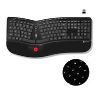 X9 Performance Tastiera wireless split con trackball, ricaricabile, retroilluminata, pulsanti del mouse integrati, tastiera ergonomica divisa da 2,4 G, per PC Windows e Chrome, soluzione di