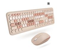 X9 Tastiera colorata e mouse wireless - 2.4 G estetica wireless tastiera e mouse Combo con tasti a bolla - Simpatica tastiera e mouse per computer PC portatile Windows e Chrome (marrone)