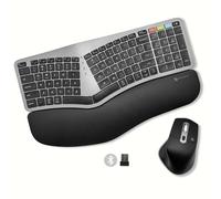 X9 Tastiera ergonomica e mouse wireless Combo 2.4G+BT - Comoda tastiera Bluetooth ergonomica wireless split e mouse con poggiapolsi e mouse Ergo a 6 pulsanti - Tastiera full size per laptop e PC