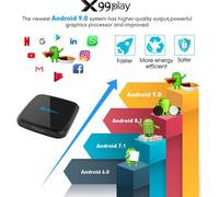 X99 Play Smart TV Box Android 9.0 2G+16GB Wireless IPTV 4K USB Set Top 5G WiFi Netflix Youtube Google PK H96 MAX black_ US Regulation