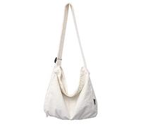 XACKWUERO Moda femminile Borsa a tracolla in tela Borsa grande Hobo Borsa Shopping con tracolla regolabile (Bianco)