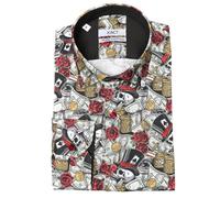 Xact Camicia a Maniche Lunghe a Tema Gioco D'Azzardo e Teschi Uomo, vestibilità Regolare (Gambling Skulls) XXL