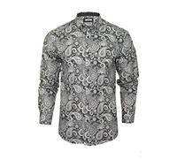 Xact Camicia a Motivi Paisley a Maniche Lunghe per Uomo, vestibilità Slim (Grigio/Grigio) L