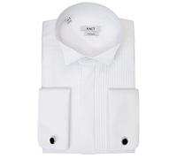 Xact Camicia da Smoking Formale da Uomo con Doppio Polsino e Gemelli, vestibilità Regolare (Bianco - Ad Alette - Pieghe Fly Front) 53