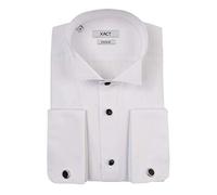 Xact Camicia da Smoking Formale da Uomo con Doppio Polsino e Gemelli, vestibilità Regolare (Bianco - Ad Alette - Bottoni Neri) 41