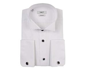 Xact Camicia da Smoking Formale da Uomo con Doppio Polsino e Gemelli, vestibilità Regolare (Bianco - Ad Alette - Bottoni Neri) 49