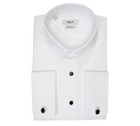 Xact Camicia da Smoking Formale da Uomo con Doppio Polsino e Gemelli, vestibilità Regolare (Bianco - Colletto Standard - Bottoni Neri) 43