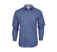 Xact Camicia Uomo a Maniche Lunghe in Popeline Tinta Unita, vestibilità Regolare (Blu Scuro) XL