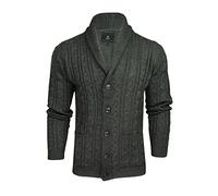 Xact Cardigan da Uomo con Bottoni con Lavorazione a Trecce e Collo a Scialle (Carbone Marl) S