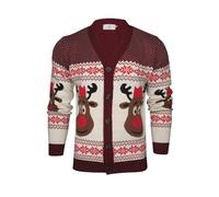 Xact Cardigan di Natale con Bottoni per Uomo con Rudolf la Renna
