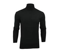 Xact Maglione Collo a Rullo Polo in Maglia a Trecce per Uomo - 100% Cotone - Maniche Lunghe (Black) L