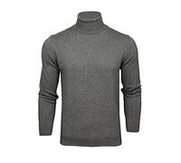 Xact Maglione Collo a Rullo Polo in Maglia a Trecce per Uomo - 100% Cotone - Maniche Lunghe (Dark Grey Marl) XXL