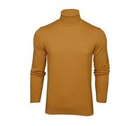 Xact Maglione Collo a Rullo Polo in Maglia a Trecce per Uomo - 100% Cotone - Maniche Lunghe (Mustard) XXL