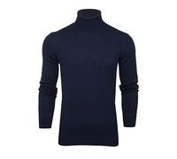 Xact Maglione Collo a Rullo Polo in Maglia a Trecce per Uomo - 100% Cotone - Maniche Lunghe (Navy) L