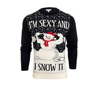 Xact novità Divertente Maglione Natalizio da Uomo, Slogan Sexy & I Snow It, Girocollo (Navy) M