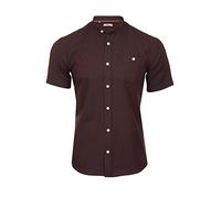 Xact Uomo Camicia Oxford con Colletto alla Coreana/Grandad, Maniche Corte, vestibilità Slim