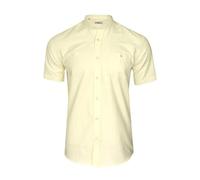 Xact Uomo Camicia Oxford con Colletto alla Coreana/Grandad, Maniche Corte, vestibilità Slim (Yellow) L