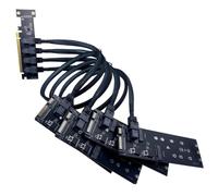 XAGMODSHN Adattatori PCIE da SFF-8643 a 4 Porte | Layout scheda host cablata con 4 schede PCB nere e linee dati intrecciate per l ' integrazione del computer