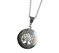 XAGMODSHN Antichi gioielli in argento che combinano disegni alberi e collana con medaglione per foto albero con cornice nascosta