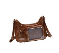 XAGMODSHN Borsa a tracolla in pelle PU per display pin Bella Itabag stile giapponese borsa a tracolla Messenger Bag Fashion Dating Bag, Marrone