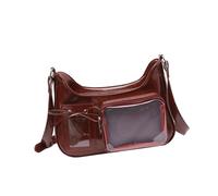 XAGMODSHN Borsa a tracolla in pelle PU per display pin Bella Itabag stile giapponese borsa a tracolla Messenger Bag Fashion Dating Bag, Rosso vinaccia